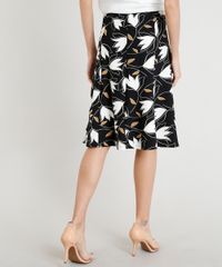 Saia-Feminina-Evase-Estampada-Floral-com-Recortes-Preta-9378009-Preto_2