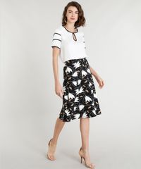 Saia-Feminina-Evase-Estampada-Floral-com-Recortes-Preta-9378009-Preto_3