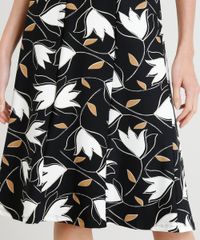 Saia-Feminina-Evase-Estampada-Floral-com-Recortes-Preta-9378009-Preto_4