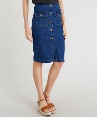 Saia-Jeans-Feminina-Lapis-com-Botoes-Azul-Escuro-9372334-Azul_Escuro_1