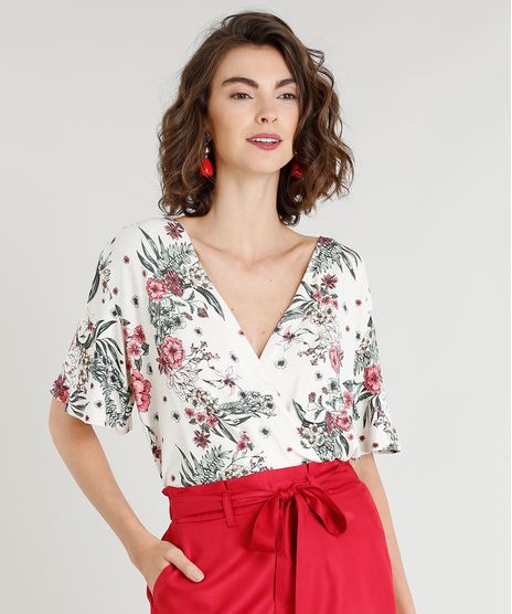 Body-Feminino-Transpassado-Estampado-Floral-Manga-Curta-Decote-V-Bege-Claro-9378145-Bege_Claro_1