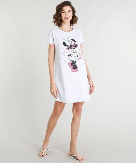 Camisola-Feminina-Minnie-Manga-Curta-Cinza-Mescla-Claro-9296555-Cinza_Mescla_Claro_1