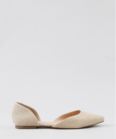 Sapatilha-Bico-Fino-Feminina-Via-Uno-em-Rafia-Bege-Claro-9422470-Bege_Claro_1