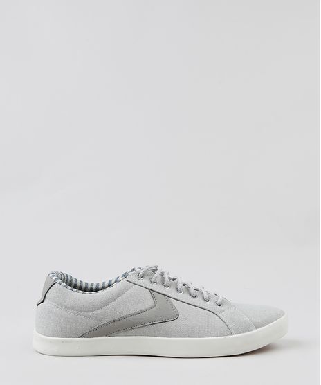 Tenis-Masculino-com-Recorte-em-Lona-Cinza-Claro-9372832-Cinza_Claro_1