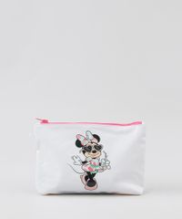 Necessaire-Feminina-Minnie-Mouse-com-Estampa-de-Folhagens-Branca-9343059-Branco_1
