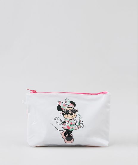 Necessaire-Feminina-Minnie-Mouse-com-Estampa-de-Folhagens-Branca-9343059-Branco_1