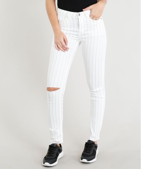 calça jeans risca de giz feminina
