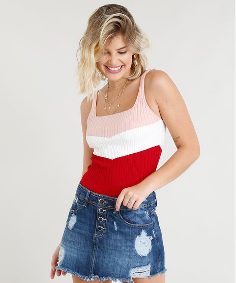 Regata-Feminina-em-Trico-Canelada-Color-Block-Vermelha-9332814-Vermelho_1