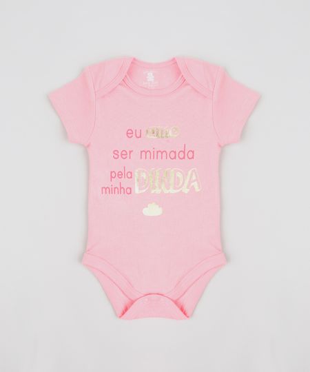 Body Infantil "Eu Amo Ser Mimada Pela Minha Dinda" Manga Curta Decote Redondo Rosa - 12-18 Menor preço em Body Infantil "Eu Amo Ser Mimada Pela Minha Dinda" Manga Curta Decote Redondo Rosa - 12-18
