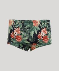 Sunga-Masculina-Estampada-Floral-Tropical-com-Protecao-UV50--Preta-9341135-Preto_1