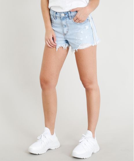 Short-Jeans-Feminino-com-Faixa-de-Lurex-Azul-Claro-9362136-Azul_Claro_1