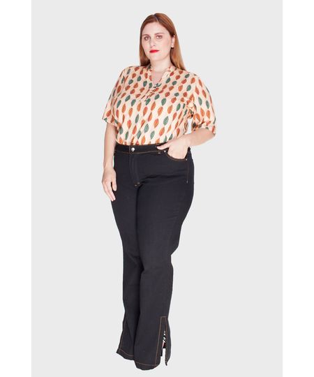 Calça Boot Leg Polly Plus Size - Marinho-50/52 Menor preço em Calça Boot Leg Polly Plus Size - Marinho-50/52