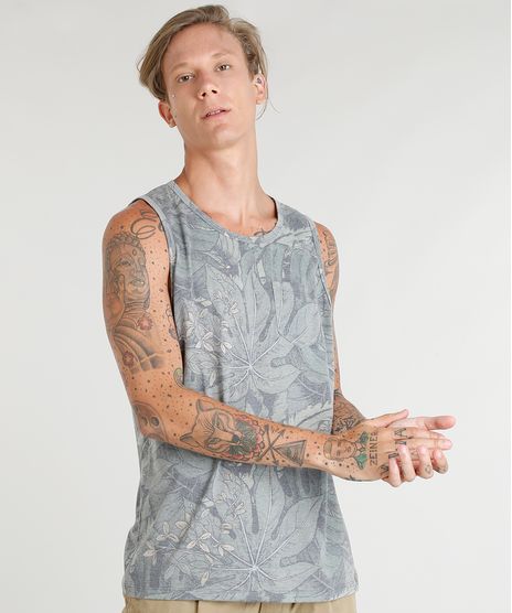 Regata-Masculina-Estampada-de-Folhas-com-Bolso-Verde-9350201-Verde_1