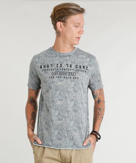 Camiseta-Masculina-Estampada-de-Folhagem-Manga-Curta-Gola-Careca-Verde-9350192-Verde_1