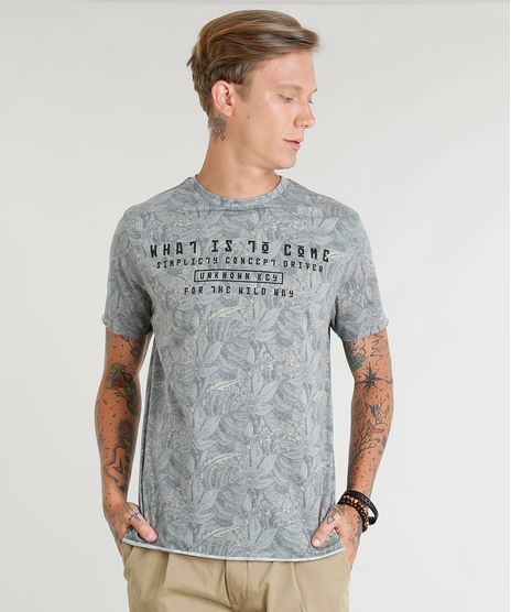 Camiseta-Masculina-Estampada-de-Folhagem-Manga-Curta-Gola-Careca-Verde-9350192-Verde_1