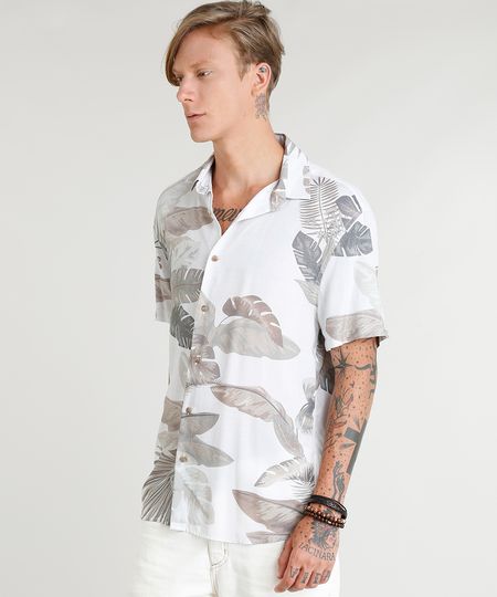 Camisa-Masculina-Estampada-de-Folhagens-Manga-Curta-Off-White-9350190-Off_White_1 Camisa-Masculina-Estampada-de-Folhagens-Manga-Curta-Off-White-9350190-Off_White_1