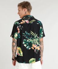 Camisa-Masculina-Estampada-Floral-Tropical-Manga-Curta-Preta-9395022-Preto_2