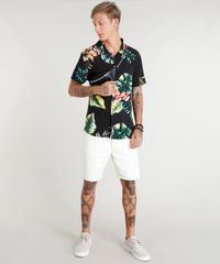 Camisa-Masculina-Estampada-Floral-Tropical-Manga-Curta-Preta-9395022-Preto_3