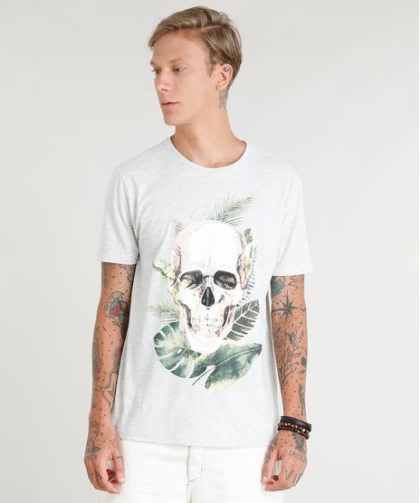 Camiseta-Masculina-Caveira-Tropical-Manga-Curta-Gola-Careca-Cinza-Mescla-Claro-9384892-Cinza_Mescla_Claro_1