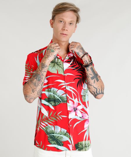 Camisa-Masculina-Estampada-de-Folhagens-Manga-Curta-Vermelha-9395014-Vermelho_1 Camisa-Masculina-Estampada-de-Folhagens-Manga-Curta-Vermelha-9395014-Vermelho_1