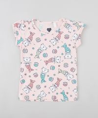 Blusa-Infantil-Estampada-de-Gato-Sereia-Manga-Curta-Decote-Redondo-Rosa-Claro-9301882-Rosa_Claro_1