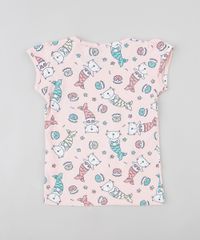 Blusa-Infantil-Estampada-de-Gato-Sereia-Manga-Curta-Decote-Redondo-Rosa-Claro-9301882-Rosa_Claro_2