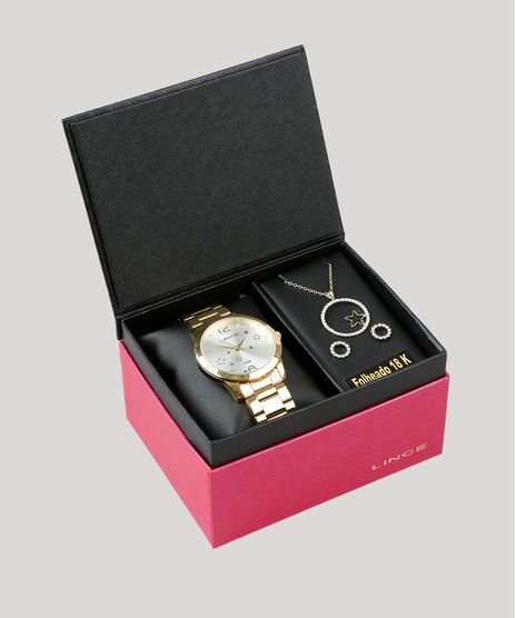 Kit-de-Relogio-Analogico-Lince-Feminino---Brinco---Colar---LRGH092L-KV70S2KX-Dourado-9400735-Dourado_1