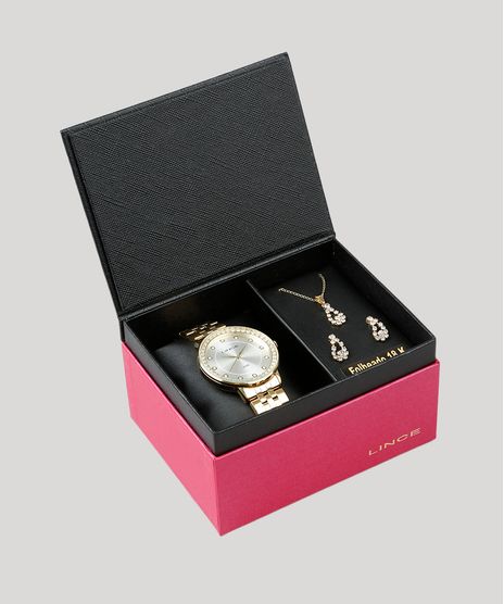 Kit-de-Relogio-Analogico-Lince-Feminino---Brinco---Colar---KV55S1KX-Dourado-9400729-Dourado_1