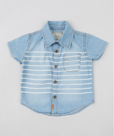 Camisa-Jeans-Infantil-com-Listras-e-Bolso-Manga-Curta-Azul-Claro-9309970-Azul_Claro_1