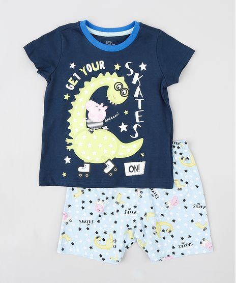 Pijama-Infantil-George-Pig-Manga-Curta-Azul-Marinho-9341955-Azul_Marinho_1