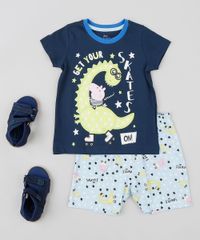Pijama-Infantil-George-Pig-Manga-Curta-Azul-Marinho-9341955-Azul_Marinho_3