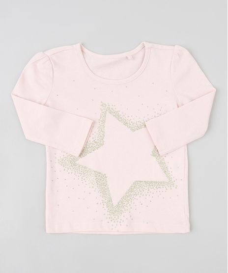 Blusa-Infantil-com-Estampa-de-Estrela-Manga-Longa-Decote-Redondo-Rose-9253783-Rose_1