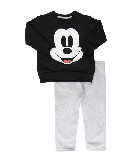 Conjunto de Blusão Preto + Calça em Moletom Mickey Cinza Mescla é boa?