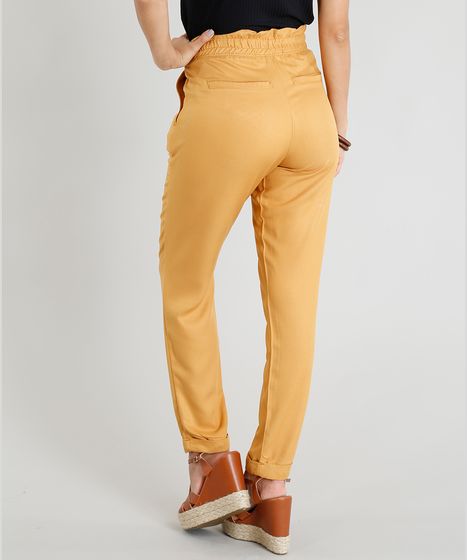 calça clochard mostarda