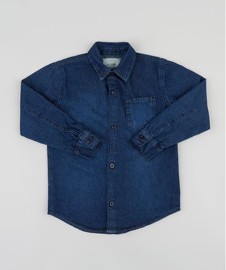 Camisa-Jeans-Infantil-com-Bolso-Manga-Longa-Azul-Escuro-9396994-Azul_Escuro_1