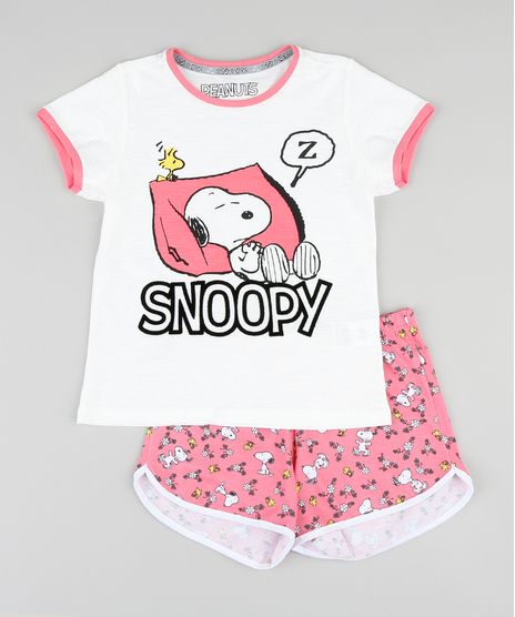 Pijama-Infantil-Snoopy-Manga-Curta-Off-White-9340401-Off_White_1