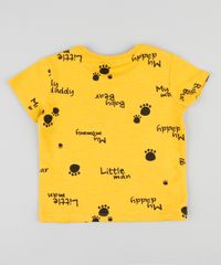 Camiseta-Infantil-Estampada-de-Patinhas-com-Bolso-Manga-Curta-Gola-Careca-Mostarda-9407312-Mostarda_2