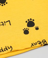 Camiseta-Infantil-Estampada-de-Patinhas-com-Bolso-Manga-Curta-Gola-Careca-Mostarda-9407312-Mostarda_5