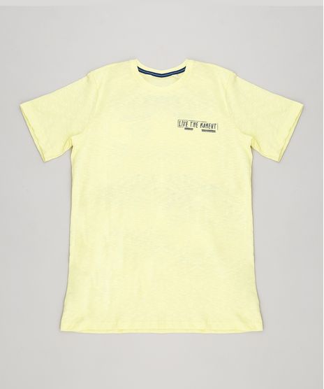 Camiseta-Infantil--Live-the-Moment--Manga-Curta-Gola-Careca-Amarela-9389588-Amarelo_1