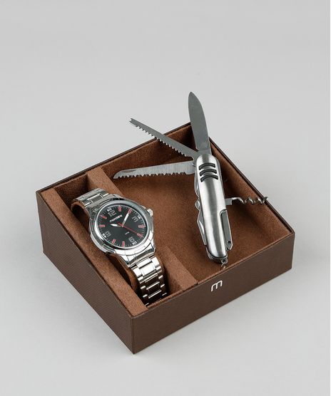 Kit-de-Relogio-Analogico-Mondaine-Masculino---Canivete---83397G0MVNE2K-Prateado-9398420-Prateado_1