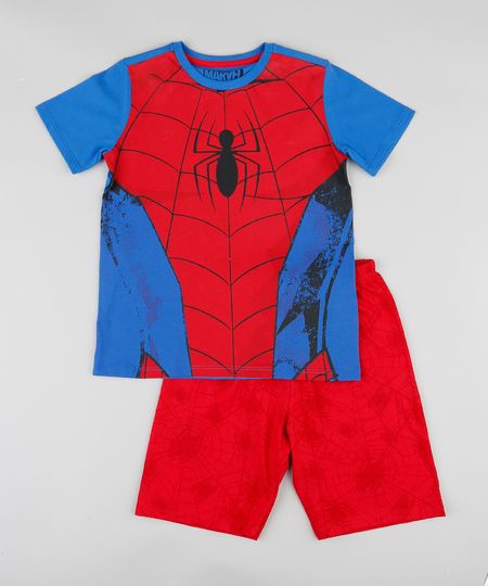 Pijama Infantil Homem Aranha Manga Curta Azul Royal Menor preço em Pijama Infantil Homem Aranha Manga Curta Azul Royal