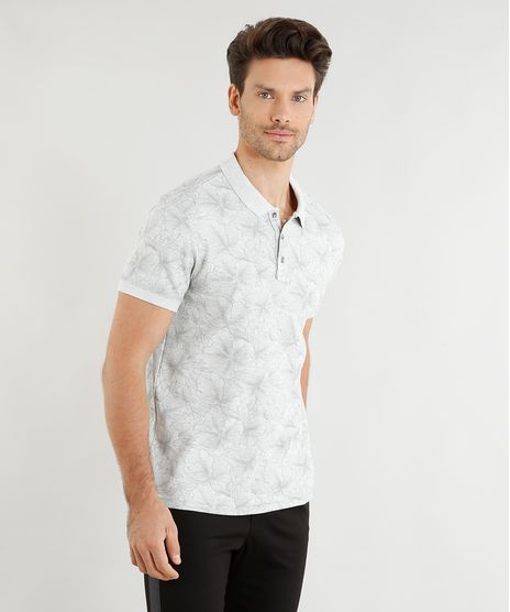 Polo-Masculina-Slim-Fit-Mescla-Estampada-Floral-Manga-Curta-Off-White-9328896-Off_White_1