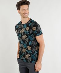 Camiseta-Masculina-Slim-Fit-Estampada-de-Folhagens-Manga-Curta-Gola-Careca-Preta-9199293-Preto_1