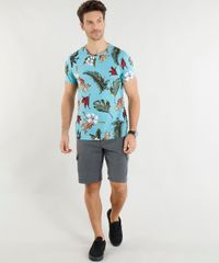 Camiseta-Masculina-Slim-Fit-Estampada-de-Folhagens-Manga-Curta-Gola-Careca-Azul-Claro-9385988-Azul_Claro_3