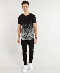 Camiseta-Masculina-Slim-Fit-com-Estampa-de-Folhagens-Manga-Curta-Gola-Careca-Preta-9388077-Preto_3