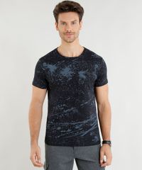 Camiseta-Masculina-Slim-Fit-Estampada-de-Respingos-Manga-Curta-Gola-Careca-Preta-9310978-Preto_1