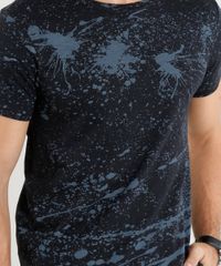 Camiseta-Masculina-Slim-Fit-Estampada-de-Respingos-Manga-Curta-Gola-Careca-Preta-9310978-Preto_4