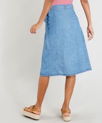 Saia-Jeans-Feminina-Midi-com-Botoes-e-Faixa-para-Amarrar-Azul-Claro-9365655-Azul_Claro_2