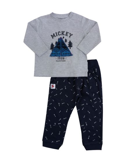 Conjunto-de-Camiseta-Cinza-Mescla---Calca-em-Algodao---Sustentavel-Mickey-Azul-Marinho-8260184-Azul_Marinho_1