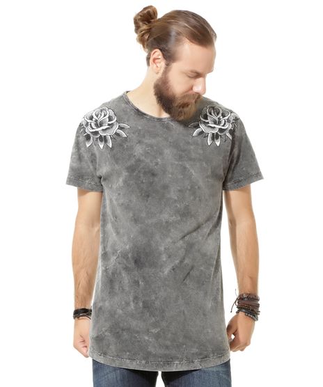 Camiseta--Rosa-Old-School--Longa-Led-s-Tattoo-Cinza-Mescla-Escuro-8395109-Cinza_Mescla_Escuro_1